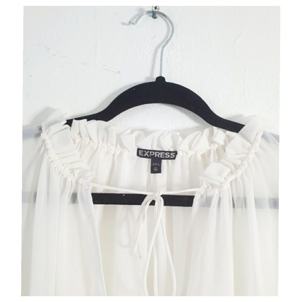 💥NWOT - Express Sheer Long Sleeve Blouse - Picture 7 of 10